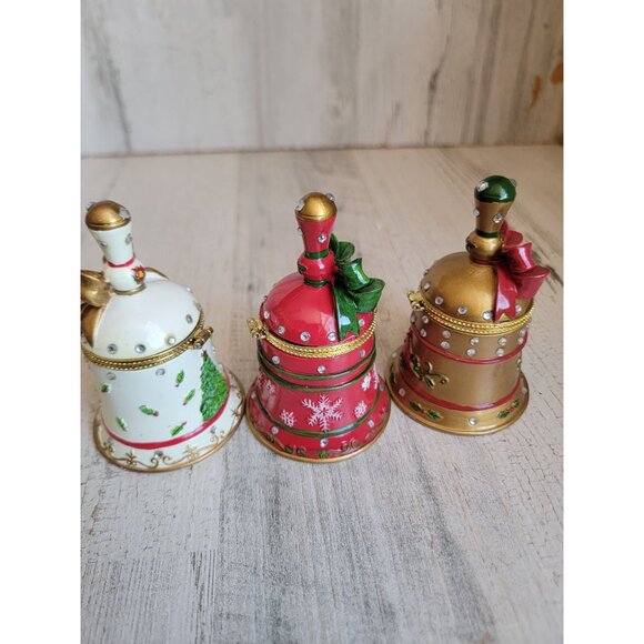 Bell bedazzled trinket box set home decor xmas snowflake - Picture 4 of 7